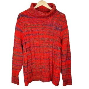 Putorti Cable Knit Turtleneck Marled Multicolor Wool and Alpaca Sweater Medium